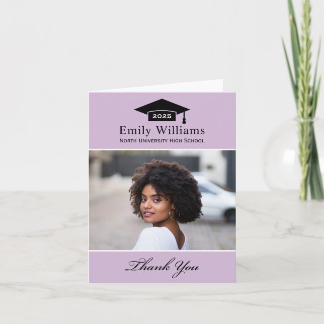 Elegant Lavender Personlig Studenten Photo Tack Kort (Framsida)