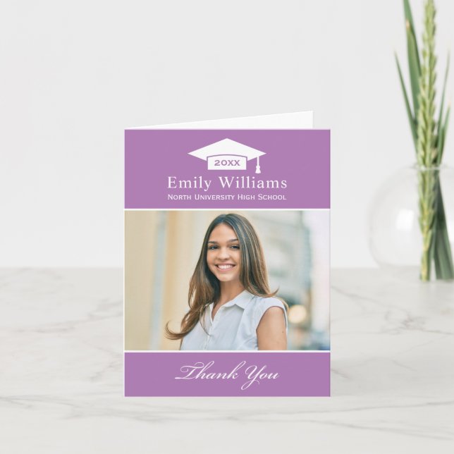 Elegant Lavender Personlig Studenten Photo Tack Kort (Framsida)