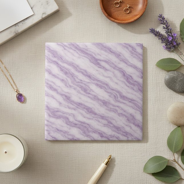 Elegant Lavender Purple Marble - Luxurious Swirl Kakelplatta (Skapare uppladdad)