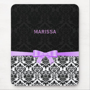 Elegant Lavender Ribbon Black & White Damasks 2 Musmatta