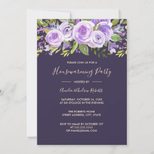 Elegant Lavender Ro Blommigt Houseuppvärmning Inbjudningar