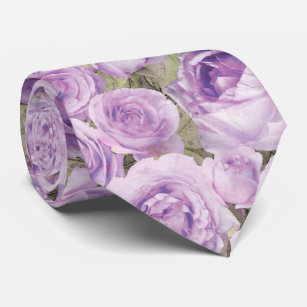 Elegant Lavender Ro Blommigt Watercolor Bröllop Slips