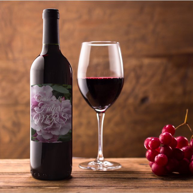 Elegant Lavender Ro Personlig Möhippa Vinflaska Etikett (In Situ)