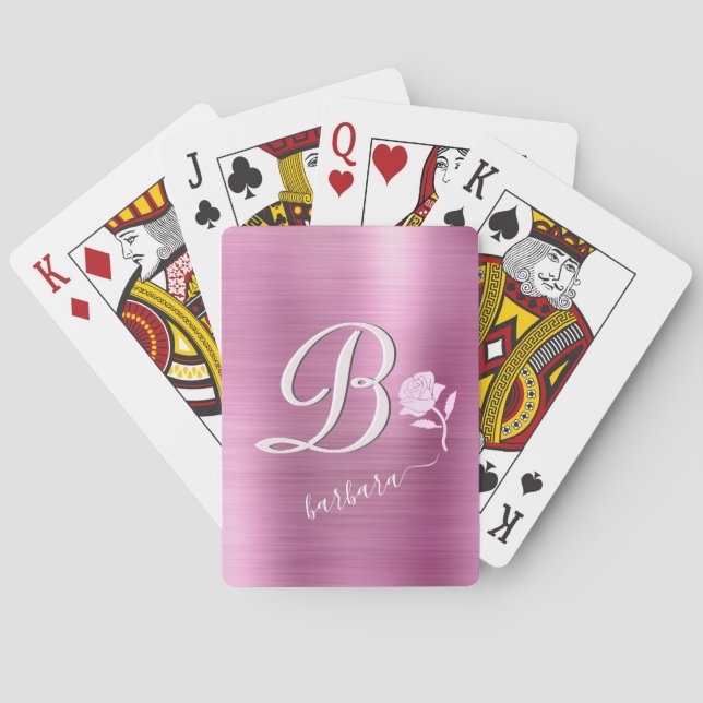 Elegant Lavender & Rosa Anpassningsbar Monogram Na Casinokort (Baksidan)