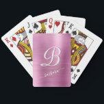 Elegant Lavender Rosa Monogram Namn Casinokort<br><div class="desc">Det här är en underbar elegant lavender färg med en borstad metall-effekt och en unik anpassningsbar med flera färg Monogram med ditt första namn.  Det skapar ett mjukt och kvinnligt utseende som passar vart ni än går.  För dig själv eller underbar som gåva.</div>