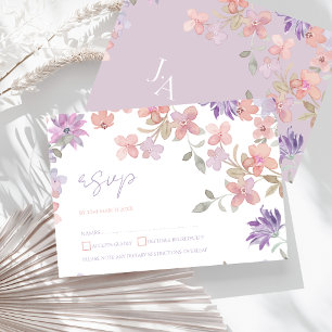 Elegant Lavender Rosa Whimsical Wildblomma Bröllop OSA Kort