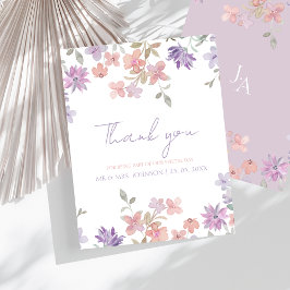 Elegant Lavender Rosa Whimsical Wildblomma Bröllop Tack Kort