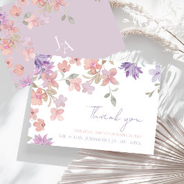 Elegant Lavender Rosa Whimsical Wildblomma Bröllop Tack Kort