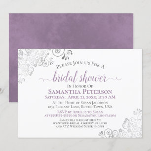 Elegant Lavender & Silver Snöre White Möhippa Inbjudningar