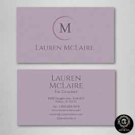 Elegant Lavender Taupe Circle Monogram Visitkort