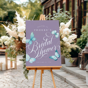 Elegant Lavender Teal Butterfly Möhippa Sign Poster