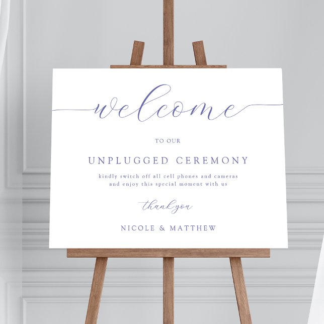 Elegant Lavender Unplugged Bröllop Välkomstskylt Poster (Skapare uppladdad)