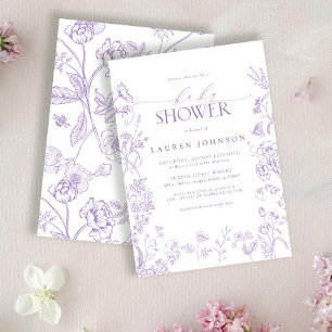 Elegant Lavender Victorian Blommigt Baby Shower Inbjudningar