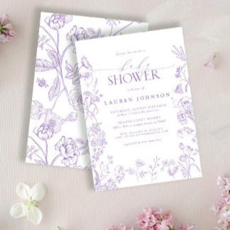 Elegant Lavender Victorian Blommigt Baby Shower Inbjudningar