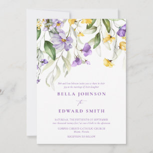 Elegant Lavender Watercolor Blommigt Bröllop Inbjudningar