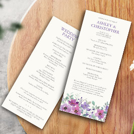 Elegant Lavender Watercolor Blommigt Bröllopsprogr