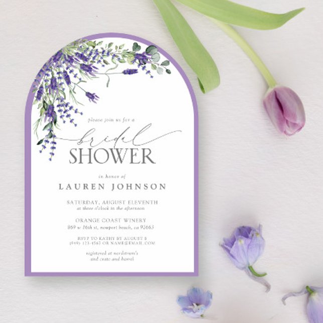 Elegant Lavender Watercolor Blommigt Möhippa Inbjudningar (Skapare uppladdad)