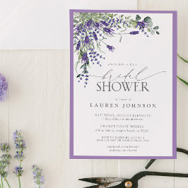 Elegant Lavender Watercolor Blommigt Möhippa Inbjudningar