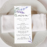 Elegant Lavender Watercolor Bröllop Meny<br><div class="desc">lila av elegant och rustik vattenfärg och blå lavender med klassisk och skripttypografi.</div>