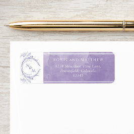 Elegant Lavender Watercolor, Monogram Bröllop Labe Returadress Etikett