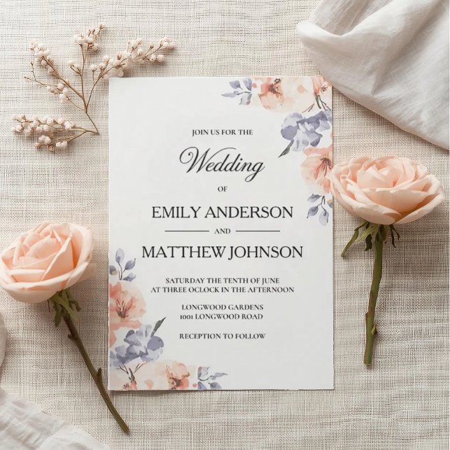 Elegant Lavender Watercolor Wedding Invitation Inbjudningar (Skapare uppladdad)