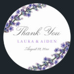 Elegant Lavender Wedding Stickers Runt Klistermärke<br><div class="desc">Matchningsinbjudan,  OSA kort,  porto frimärke och mycket annat i Little Bayleigh Store.</div>