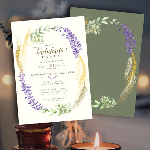 Elegant Lavender Wheat WAN Bachelorette Party Inbjudningar