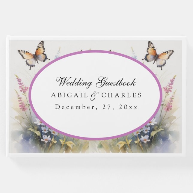 Elegant Lavender & Wildblomma Bloom Gästböcker (Framsida)