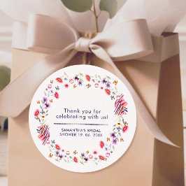 Elegant Lavender Wildflower Books Bridal Shower Runt Klistermärke
