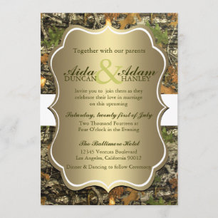 Elegant Lavish Guld Rustic Camo Wedding bjudande Inbjudningar