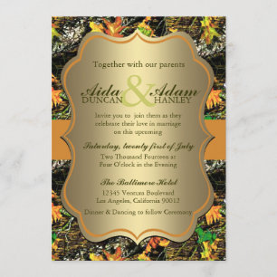 Elegant Lavish Guld Rustic Camo Wedding bjudande Inbjudningar