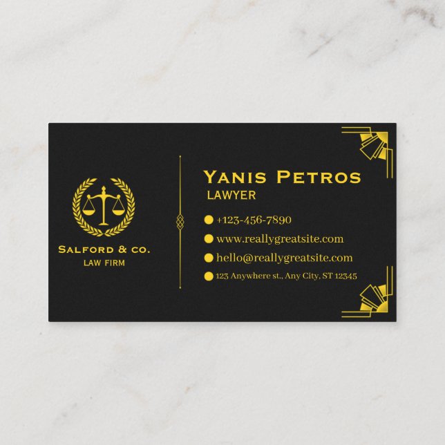 Elegant Law & Justice Business Card | Attorney  Visitkort (Baksida)
