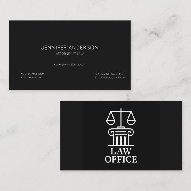 Elegant Law Office Logotyp | Advokat och advokatby Visitkort (Fram/baksida)