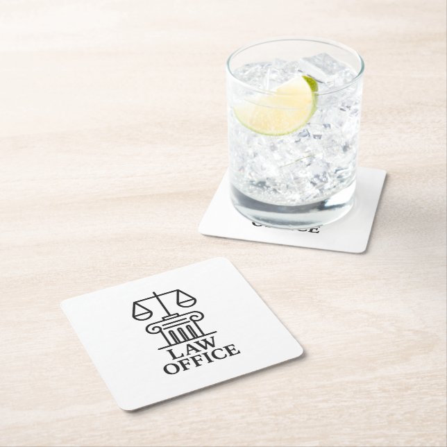Elegant Law Office Logotyp Underlägg Papper Kvadrat (Insitu)