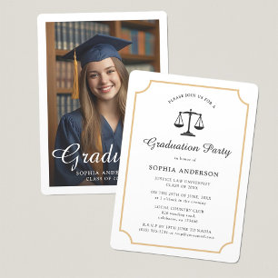 Elegant Law School Anpassade Photo Studenten Inbjudningar