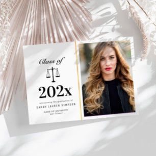 Elegant Law School studenten fotoannonsering Inbjudningar