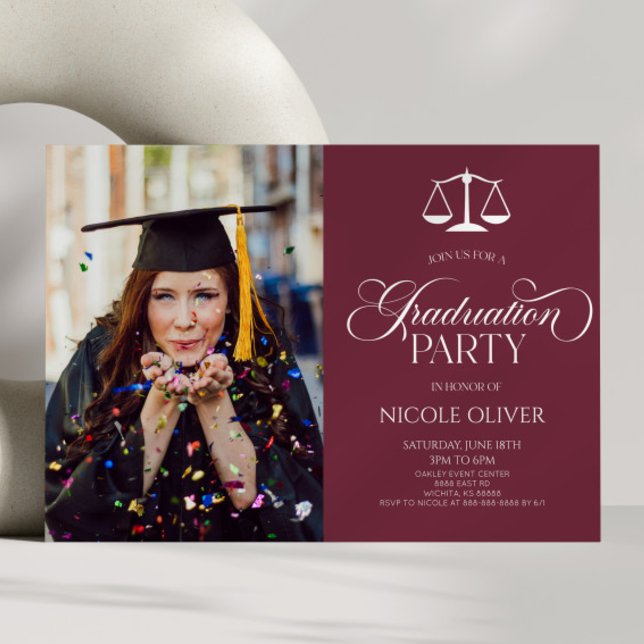Elegant Lawyer  Anpassningsbar Bild Studenten Inbjudningar (Skapare uppladdad)