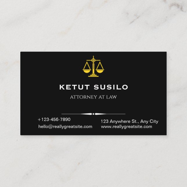 Elegant Lawyer Business Card | Attorney & Legal  Visitkort (Baksida)