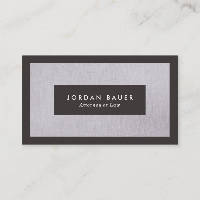 Elegant Lawyer Grått Linen Professionell Visitkort (Framsida)