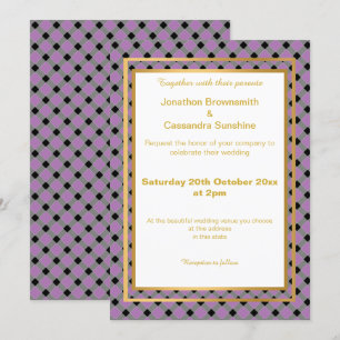 ELEGANT LAYERED GULD LAVENDER CHECKERAD MÖNSTER INBJUDNINGAR