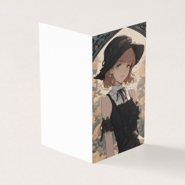 Elegant LBD Anime Little Black Dress Blank Kort (Utsida)