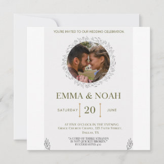 Elegant Leaf Arch Wedding Invitation with Ecclesia Spara Datumet