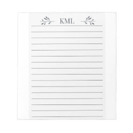 Elegant Leaf Monogram Personalized Lined Anteckningsblock