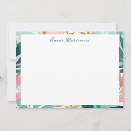 Elegant Leaf Pattern Personalized Anteckningskort