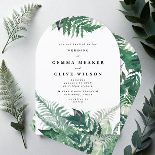 Elegant Leafy Greenery Watercolor Arch Bröllop Inbjudningar