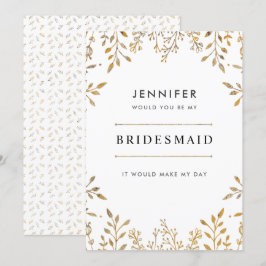 Elegant Leafy Guld Bridesmaid-inbjudan Inbjudningar