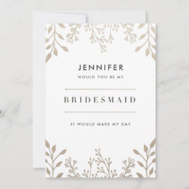 Elegant Leafy Ro Guld Bridesmaid-inbjudan Inbjudningar