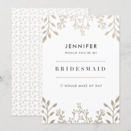 Elegant Leafy Ro Guld Bridesmaid-inbjudan Inbjudningar