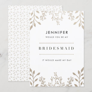 Elegant Leafy Ro Guld Bridesmaid-inbjudan Inbjudningar