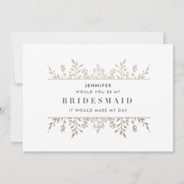 Elegant Leafy Ro Guld Bridesmaid-inbjudan Inbjudningar